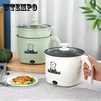 Мини-электрическая плита с антипригарным покрытием, 1,8 л, одно/двухслойная, пароварка, многофункциональная электрическая плита для дома 1 layer бежевый