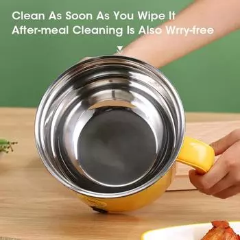 Мини электрическая варочная машина Hot Pot антипригарное покрытие Cook 1.8L 1-2 человека одинарная бытовая кастрюля многофункциональная электрическая плита для дома us жёлтый