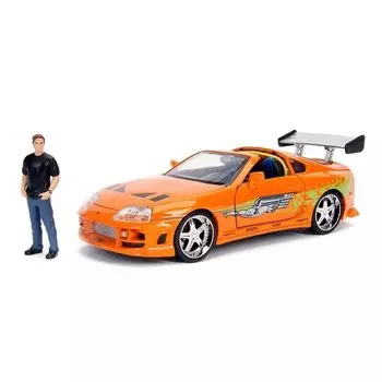 Мини-автомобиль TOYOTA SUPRA Fast and Furious 124 F&F BRIAN S с БРАЙАНОМ О КОНЕРОМ оранжевый