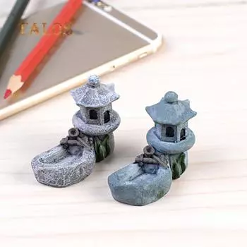 Мини-бассейн Башня Миниатюрный Пейзаж DIY Орнамент Сад Балкон Украшения Смола синий