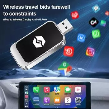 Мини беспроводной адаптер CarPlay 2 в 1 Carplay и Android Auto Bluetooth WiFi Быстрое подключение Plug and Play для OEM проводного CarPlay