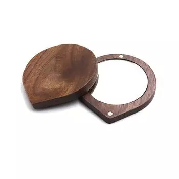 Mini Black Walnut Wood Makeup Mirror Rotatable Compact Pocket Mirror Women Girls