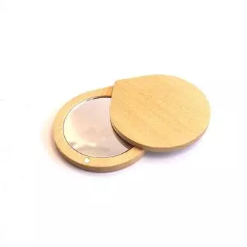 Mini Black Walnut Wood Makeup Mirror Rotatable Compact Pocket Mirror Women Girls