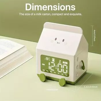Мини-будильник Milk Box с мини-обратным отсчетом времени, креативный цифровой будильник Milk Box с дисплеем даты, симпатичные электронные настольные часы для спальни коричневый