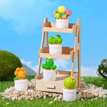 Mini Cactus Ornament Simulation Potted Plants Micro Landscape Dollhouse Miniature Decoration Car Interior