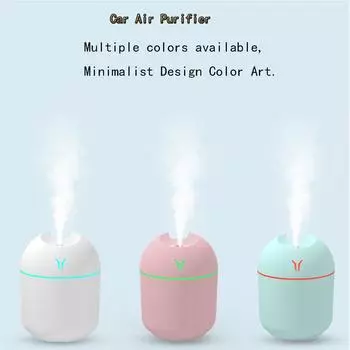 Mini Car Air Humidifier USB Air Purifier Freshener LED Lamp Aromatherapy Diffuser Mist Maker for Home Auto Mini Car Humidifiers белый