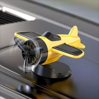 Mini Car Solar Airplane Ornaments Creative Solar Powered Aircraft Ornaments Woman Man