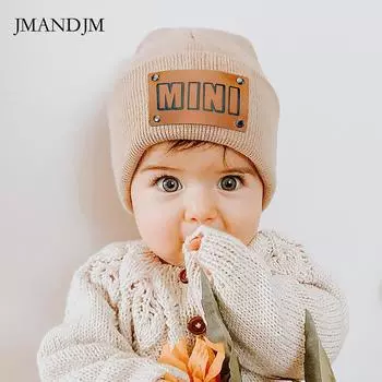 Mini children s knitted pullover hat 2022 new warm and cold European and American wool infant children s head crochet hat S (34-40CM) 0-1 years old