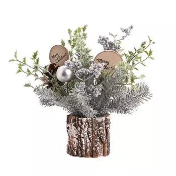 Mini Christmas Tree Decorations 35cm Flocking Pine Cone Simulation Artificial Christmas Tree Home