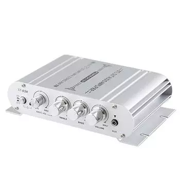 Мини-цифровой Hi-Fi усилитель мощности, 2,1-канальный сабвуфер, стерео аудиоплеер, автомобильный мотоцикл, домашняя мощность серебряный