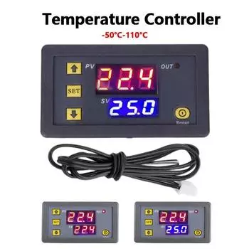 Мини цифровой регулятор температуры DC12/24V AC110-220V термостат регулятор нагрева охлаждения терморегулятор с датчиком