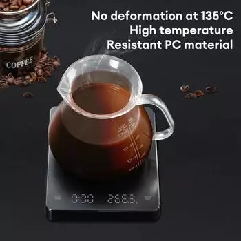 Мини-весы для кофе с таймером, цифровые электронные весы для кофе, USB, 3 кг, 0,1 г, высокоточные весы со светодиодным экраном для эспрессо чёрный