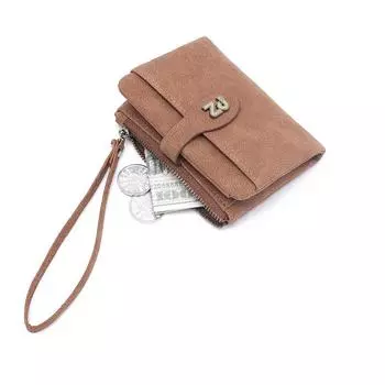 Mini Coin Purse Simple Change Storage Bag Multi Slot Folding Women s Wallet темно-коричневого