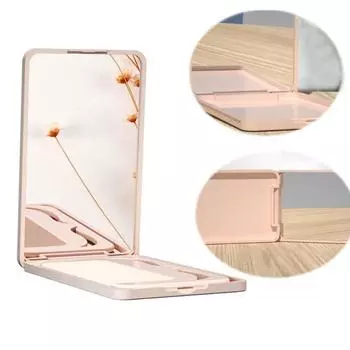 Mini Comb Mirror Set Solid Color Folding Compact Pocket Mirror Makeup Mirror with Comb Beauty Tool белый