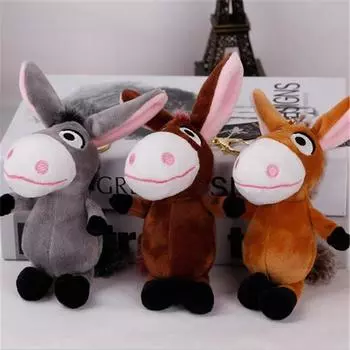 Мини милый плюшевый ослик игрушка мультяшный ключ маленький кулон в виде животного игрушка сумка для мальчиков и девочек автомобильный брелок подарок 10 см 10CM