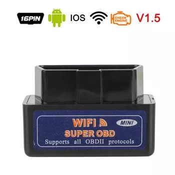 Мини-диагностический инструмент ELM327 OBD2 работает на оборудовании IOS/Android V1.5, интерфейс WIFI