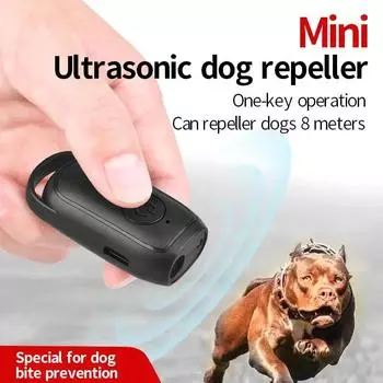 Mini Dog Deterrent Electronic Dog Repeller Ultrasonic Dog Repeller with LED Effective for Dogs Anti-barking Training Device чёрный