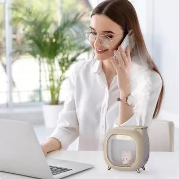 Mini Double Spray Air Humidifier USB Rechargeable 1200mAh Home Hydration Spray Bedroom Night Light Portable Cute Doll Humidifier зелёный