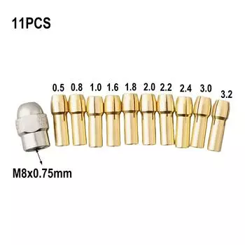 Мини-дрель 11 шт./комплект, латунный цанговый патрон для электроинструмента