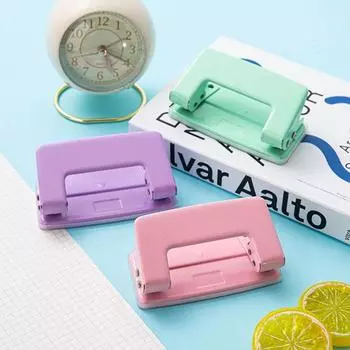 Мини-дырокол с двумя отверстиями, цвет Macaron, ручной дырокол для офисных папок, круглый 6 мм зелёный