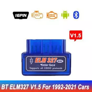 Мини ELM327 Bluetooth V1.5 для Android Torque OBD 2 Интерфейс OBD2 Сканер Протоколы OBDII Считыватель кодов Автомобильный диагностический сканер неисправностей