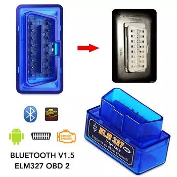 Mini ELM327 V1.5 Bluetooth OBD2 Беспроводной автомобильный диагностический сканер 2-слойная печатная плата ELM 327 PIC18F25K80 Чип Универсальный протокол OBD II Считыватель кодов автомобиля