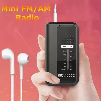 Мини-FM/AM-радиоприемник Портативное FM-радио со стереонаушниками Поддержка DBS Bass Sound Карманное радио