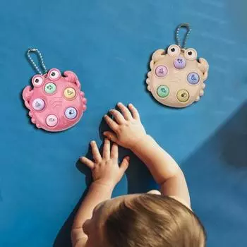 Mini Game Console Cartoon Crab Relieve Boredom Fidget Toys Cute Whack-a-mole Keychain Decompression Toy Kids Gift розовый