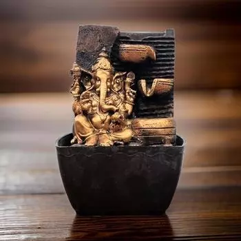 Mini Ganesha Table top Water Fountain for Home and Office | |Living Room Decor| Gift Items | Home & Office Decor Item (Mini Ganesh Copper) 7 INCH