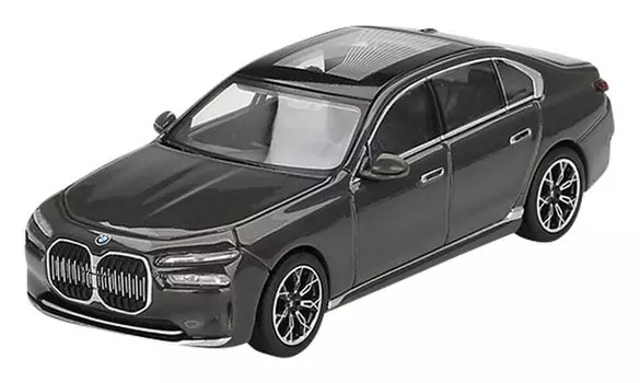 MINI GT BMW i7 xDrive60 Dravit Grey, готовое изделие, масштаб 1/64 (Левый привод)
