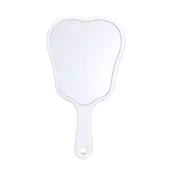 Mini Handheld Sector Mirror Plastic Portable Makeup Mirror Durable Tooth-shaped Mirror Women White-2