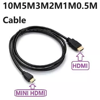 Mini HDMI-совместимый с HDMI-кабелем 1080p 3D позолоченный штекер для монитора планшета камеры DV видеокарты HDTV дисплея проекции 0.5 m чёрный