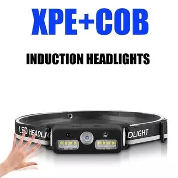 Mini Headlamp Head Light with Wave Sensor USB Rechargeable Head Flashlight Outdoor Lighting Lamp for Camping Hiking Emergency 1PC жёлтый