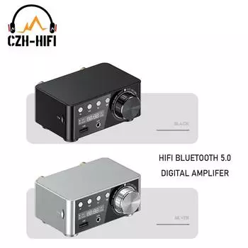 Мини HiFi Bluetooth 5.0 цифровой усилитель стерео AMP USB TF карта плеер домашний настольный аудио AUX вход 50Wx2 minidampBlack чёрный