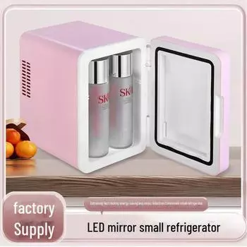 Мини-холодильник LED Beauty объемом 4 л с регулируемой яркостью для охлаждения и обогрева, идеально подходит для использования в автомобиле CN 220V