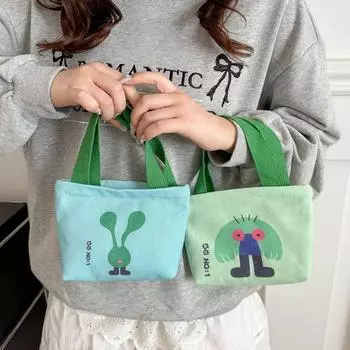 Мини-холщовая сумка, женская сумка с рисунком, корейский стиль, маленькие сумки, милая сумка для ланча, повседневные сумки-тоут, сумка для закусок