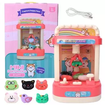Мини-игровой автомат Doll Grabber для взаимодействия родителей и детей со светомузыкой(розовый ) розовый