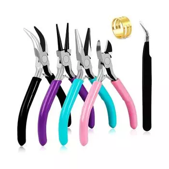 Mini Jewelry Pliers Set Diagonal Pliers Round Bent Needle Nose Cutter Handcraft Beading Insulated Plier For DIY Jewelry Tool