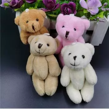 Mini Joint Bear Stuffed Plush Toys Small Pendant Cute Flexible Limbs Bear Toy Kids Gifts 8CM 0-10cm