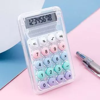 Мини-калькулятор ярких цветов, 8 цифр, большой ЖК-дисплей, большая круглая кнопка, портативный портативный калькулятор для студенческого экзамена, учебы, офисной работы разноцветный