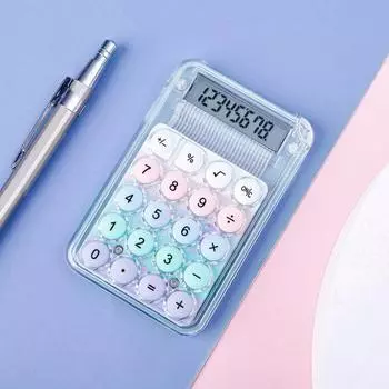 Мини-калькулятор ярких цветов, 8 цифр, большой ЖК-дисплей, большая круглая кнопка, портативный портативный калькулятор для студенческого экзамена, учебы, офисной работы разноцветный
