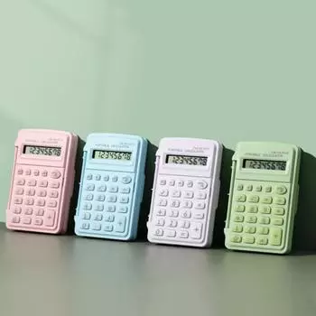 Мини-калькулятор с откидной крышкой, 8 цифр, большие кнопки, большой ЖК-дисплей, работающий от батареи, портативный студенческий финансовый настольный калькулятор, офисные принадлежности розовый