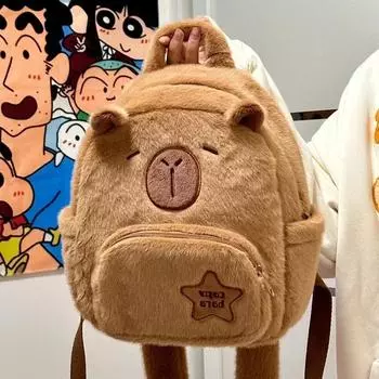 Mini Kapibara Plush Capybara Backpack Cute Versatile Fur Bag Female Cartoon Student Small Backpack