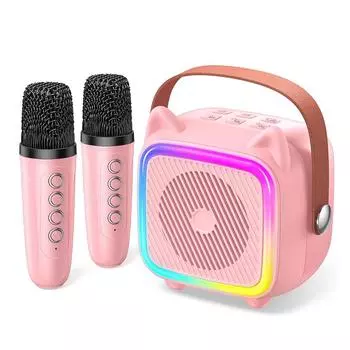 Мини-караоке-машина для детей, портативная Bluetooth-колонка с беспроводными микрофонами, игрушка на день рождения, подарки для девочек и мальчиков от 3 до 12 лет и старше
