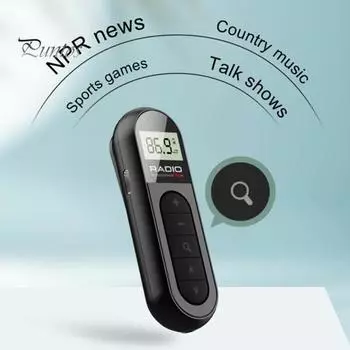 Мини-карманный зажим FM-радио с ЖК-дисплеем с подсветкой и наушниками 3,5 мм с регулируемой частотой и чипом фильтра DSP чёрный