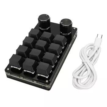 Мини-клавиатура 12 клавиш 2 ручки Синий переключатель RGB подсветка Программируемая клавиатура Plug and Play для игр