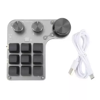 Мини-клавиатура с 9 клавишами и 3 ручками RGB-подсветки, многофункциональная, программируемая механическая клавиатура с возможностью быстрого доступа