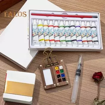 Мини-коробка для акварельных красок Pocket Artist Travel Set 8/15-цветная палитра из орехового дерева с металлическим зажимом Портативная акварельная ручка A