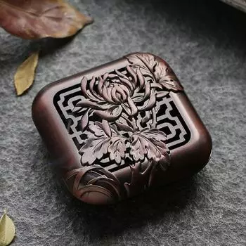 Мини-коробка для благовоний из сплава, спиральная курильница для благовоний, цветущая сливовая бамбуковая хризантема, 4-джентльмена, дзен, сандаловое дерево, украшение для дома