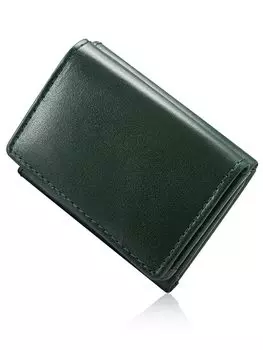 Мини-кошелек Trifold Wallet Compact из натуральной кожи [Mura] для мужчин (зеленый)